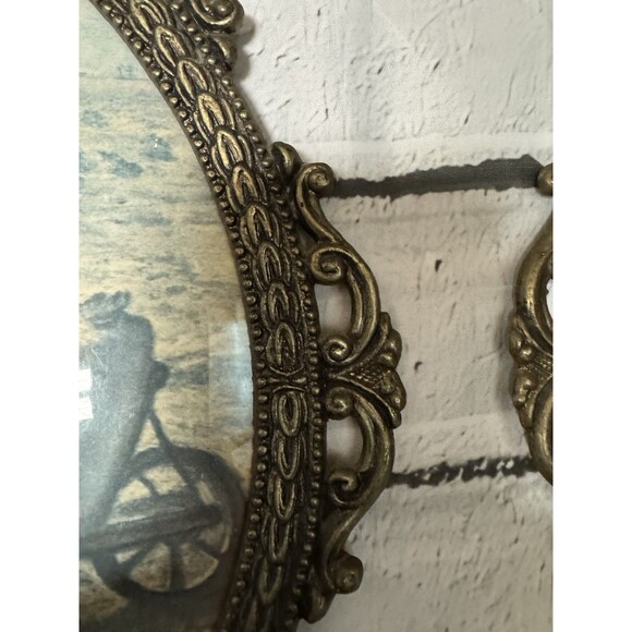 Set Angelus Jean-Francois Millet Farmer & Wife Convex Bubble Oval Glass Italy - Picture 6 of 15